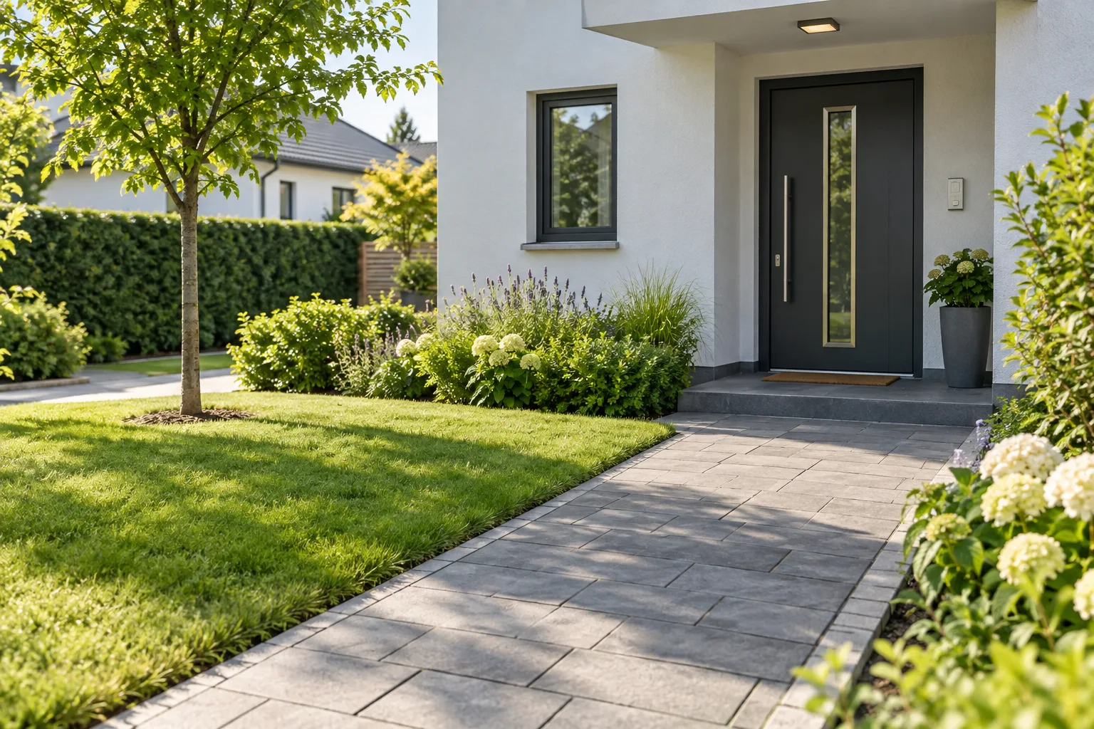 Maintained green area and clean outdoor property space